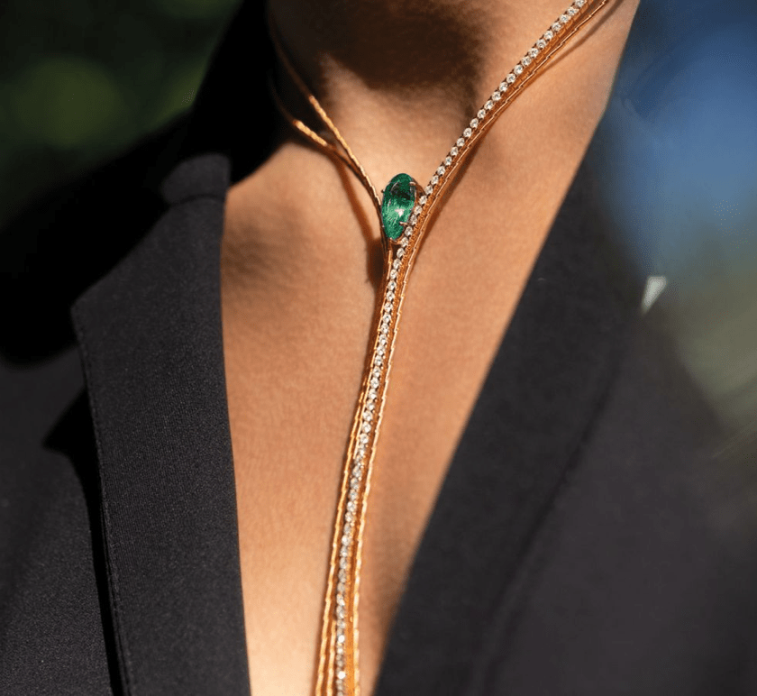 Up-close image of a necklace